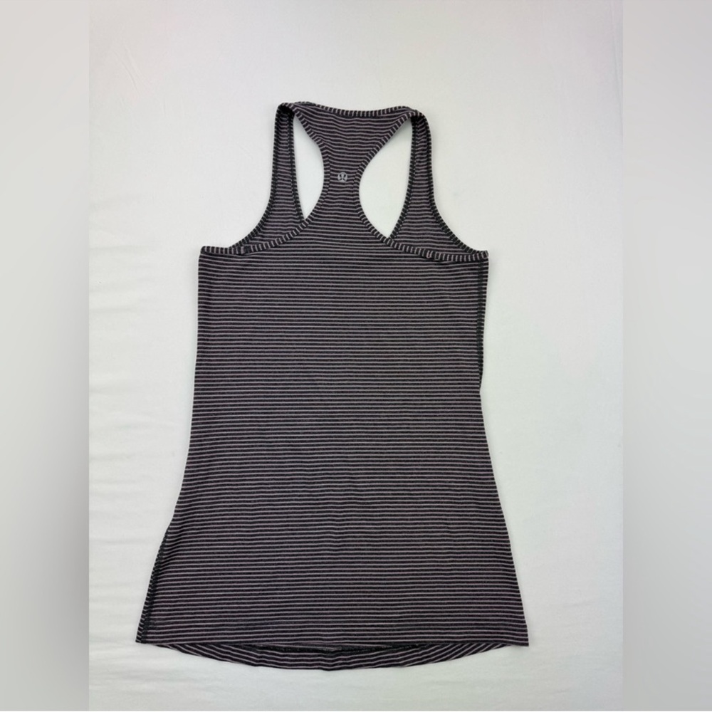 Lululemon Pink Grey Cool Striped Racerback Full Length Tank Top Cotton Blend - Picture 10 of 10